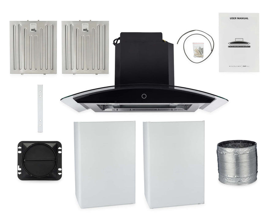 Hauslane | Wall Mount Touch Control Range Hood with Tempered Glass in Stainless Steel (WM-639SS)