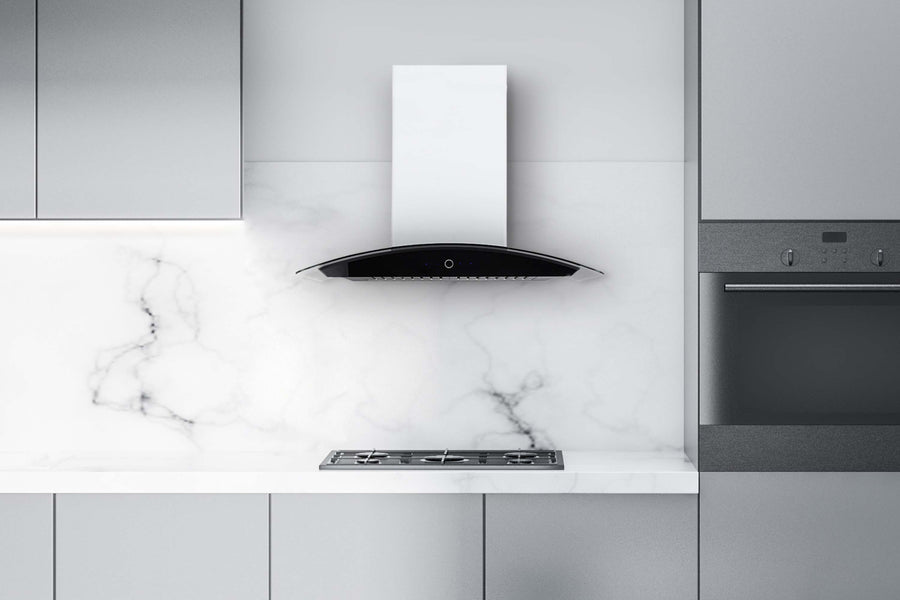 Hauslane | Wall Mount Touch Control Range Hood with Tempered Glass in Stainless Steel (WM-639SS)