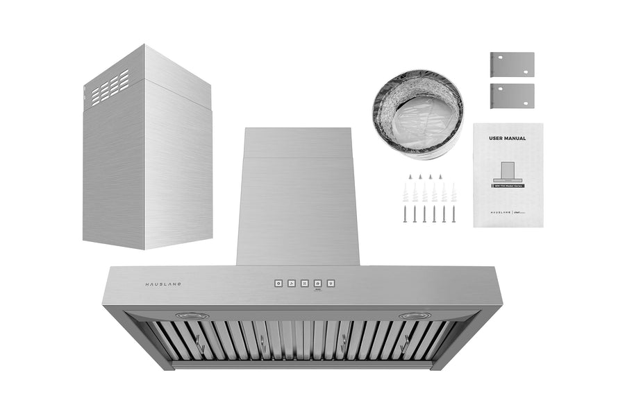 Hauslane | 30 Inch T-Shaped Design Wall Mount Convertible Range Hood with Pro-Style Design in Stainless Steel (WM-730SS-30)