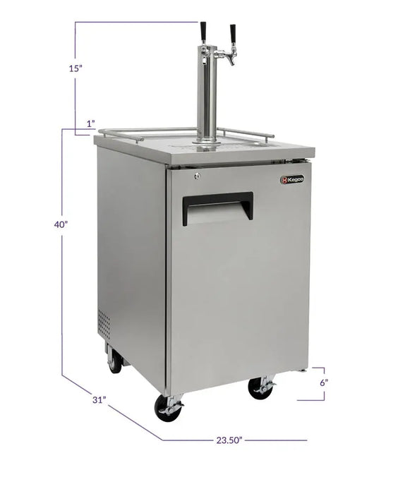 Kegco 24" Wide Dual Tap All Stainless Steel Commercial Kegerator