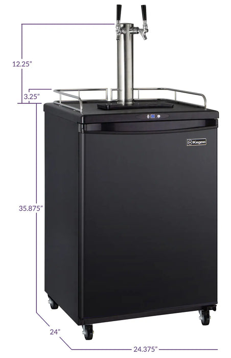 Kegco 24" Wide Dual Tap Black Commercial/Residential Digital Kegerator