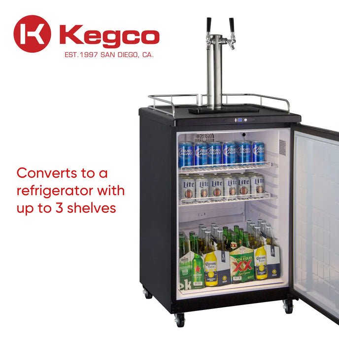 Kegco 24" Wide Dual Tap Black Commercial/Residential Digital Kegerator