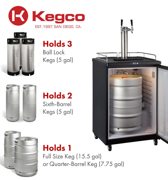 Kegco 24" Wide Dual Tap Black Commercial/Residential Digital Kegerator