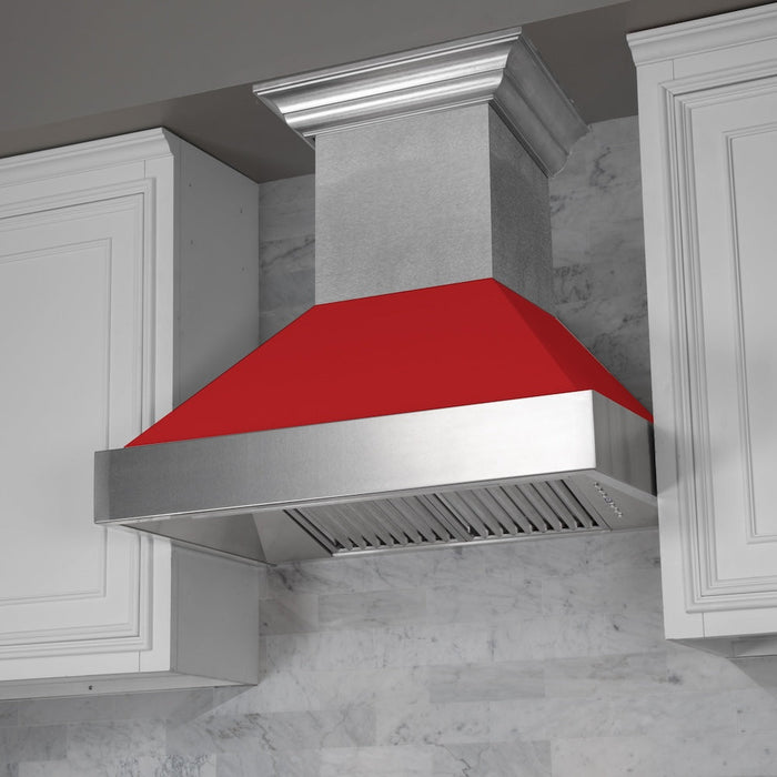 ZLINE 48 in. Kitchen Package with Fingerprint Resistant Stainless Steel Dual Fuel Range with Red Matte Door and Convertible Vent Range Hood (2KP-RASRMRH48)