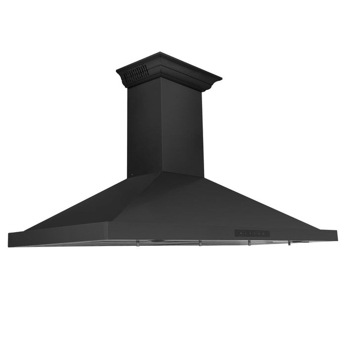 ZLINE Ducted Vent Wall Mount Range Hood in Black Stainless Steel with Built-in ZLINE CrownSound Bluetooth Speakers (BSKBNCRN-BT)