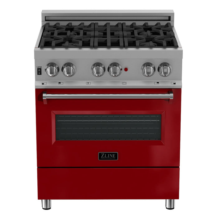 ZLINE 36 in. 4.6 cu. ft. Dual Fuel Range with Gas Stove and Electric Oven in Fingerprint Resistant Stainless Steel and Red Gloss Door (RAS-RG-36)