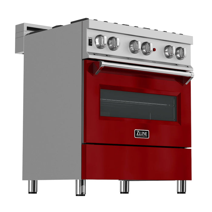 ZLINE 36 in. 4.6 cu. ft. Dual Fuel Range with Gas Stove and Electric Oven in Fingerprint Resistant Stainless Steel and Red Gloss Door (RAS-RG-36)