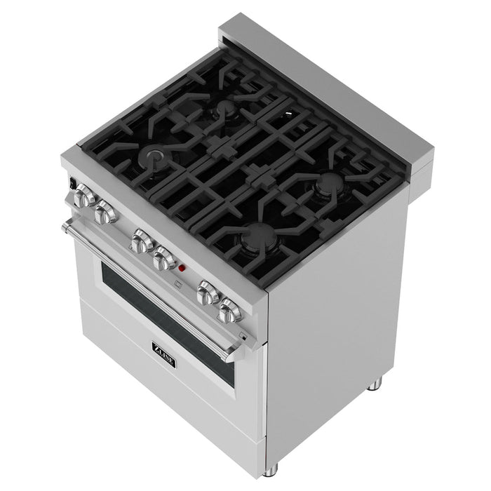 ZLINE 30 in. 4.0 cu. ft. Dual Fuel Range with Gas Stove and Electric Oven in Fingerprint Resistant Stainless Steel and White Matte Door (RAS-WM-30)