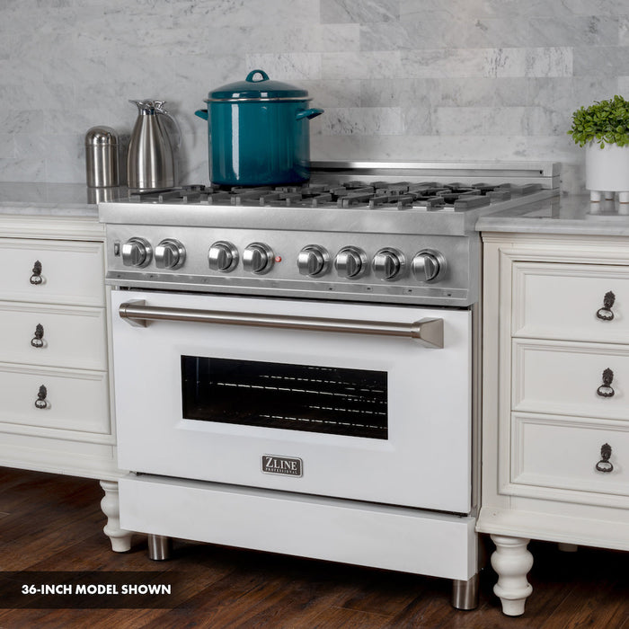 ZLINE 30 in. 4.0 cu. ft. Dual Fuel Range with Gas Stove and Electric Oven in Fingerprint Resistant Stainless Steel and White Matte Door (RAS-WM-30)