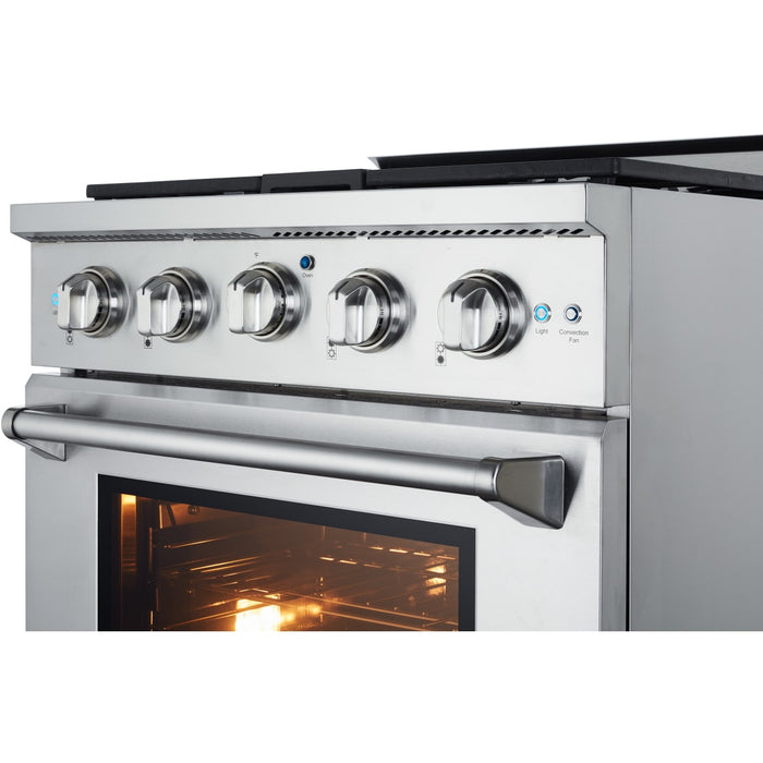 NXR AK3001 30" Culinary Gas Range with 4 Dual Power Burners and Infrared Broilers - Stainless Steel