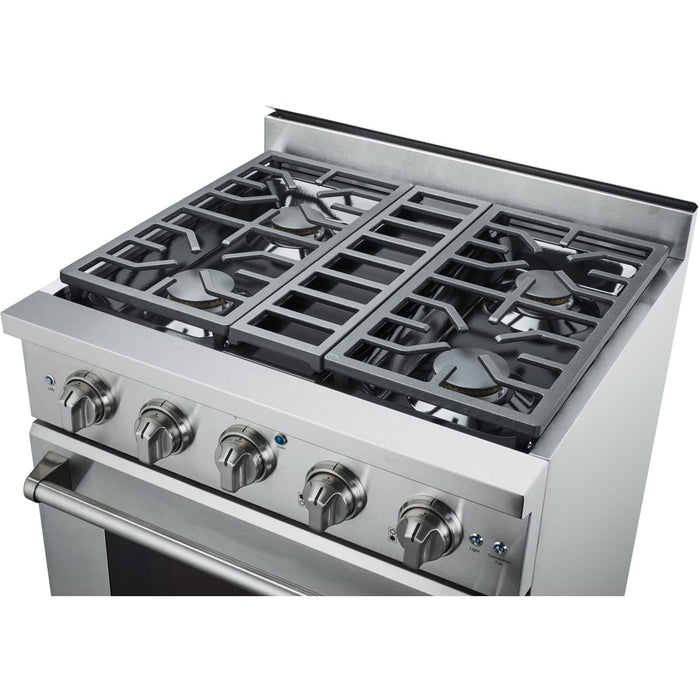 NXR AK3001 30" Culinary Gas Range with 4 Dual Power Burners and Infrared Broilers - Stainless Steel