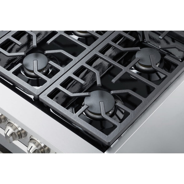NXR AK3605 36" Culinary Gas Range with 6 Dual Power Burners and Infrared Broilers - Stainless Steel