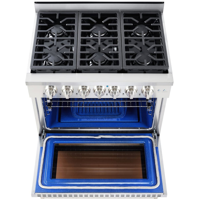 NXR AK3605 36" Culinary Gas Range with 6 Dual Power Burners and Infrared Broilers - Stainless Steel