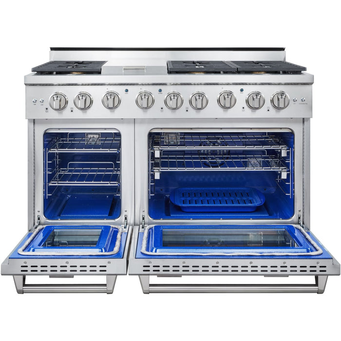 NXR AK4807 48" Culinary Gas Range with 6 Dual Power Burners and Griddle - Stainless Steel