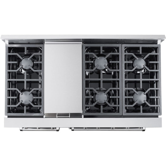 NXR AK4807 48" Culinary Gas Range with 6 Dual Power Burners and Griddle - Stainless Steel