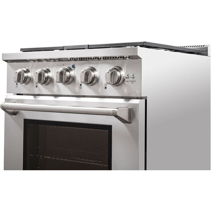 NXR AKD3001 30" Dual Fuel Range with 4 Dual Power Burners and Cast Iron Grates - Stainless Steel