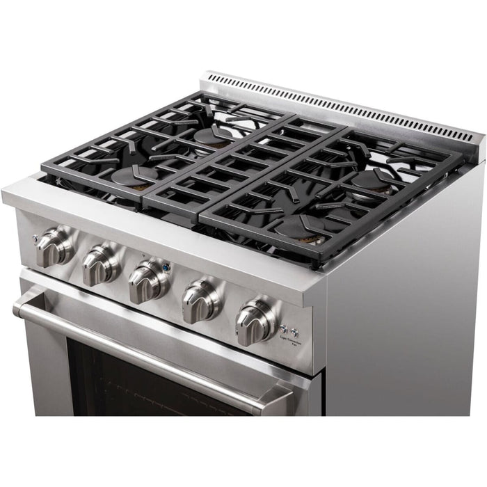 NXR AKD3001 30" Dual Fuel Range with 4 Dual Power Burners and Cast Iron Grates - Stainless Steel