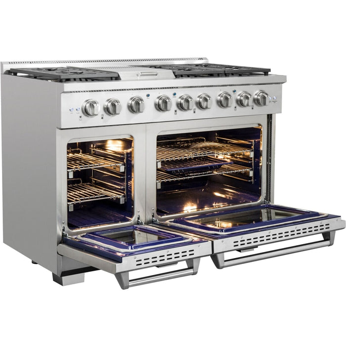 NXR AKD4807 48" Dual Fuel Range with 6 Dual Power Burners and Cast Iron Grates - Stainless Steel