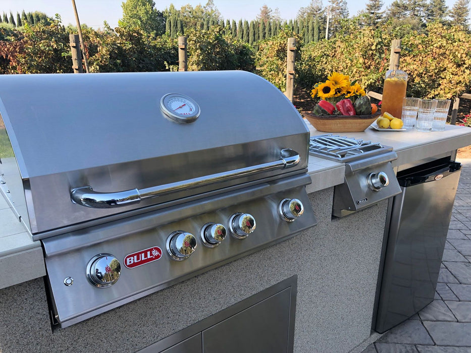 Bull Angus 30-Inch 4-Burner Built-In Gas Grill With Rear Infrared Burner & Rotisserie Kit