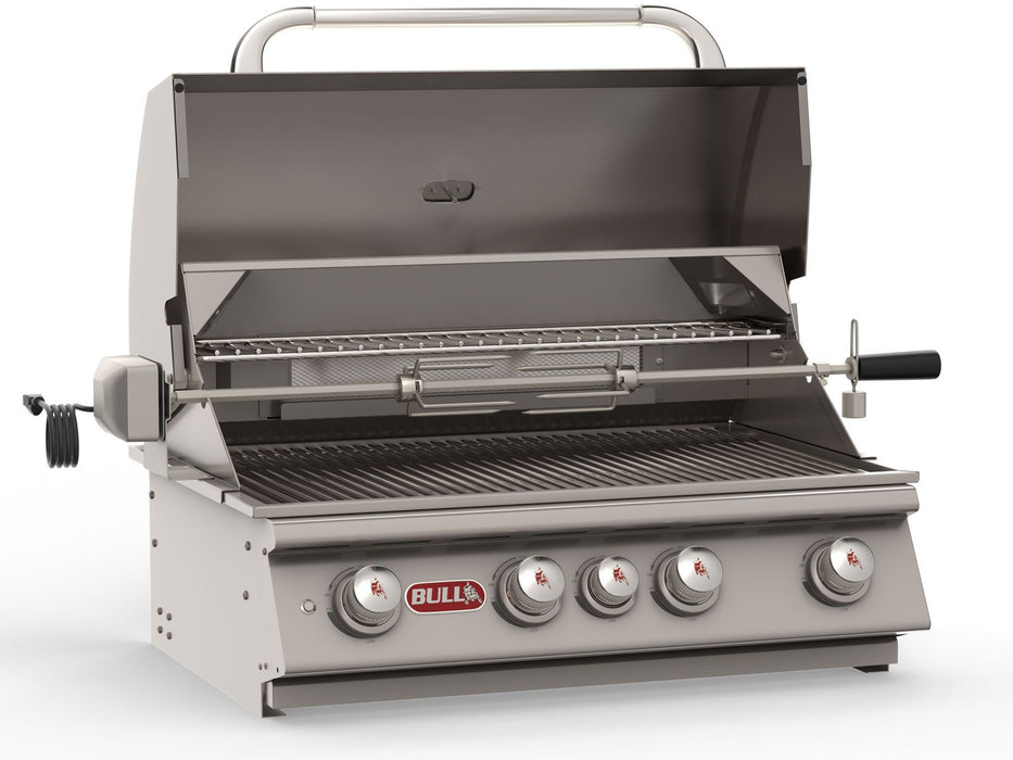 Bull Angus 30-Inch 4-Burner Built-In Gas Grill With Rear Infrared Burner & Rotisserie Kit
