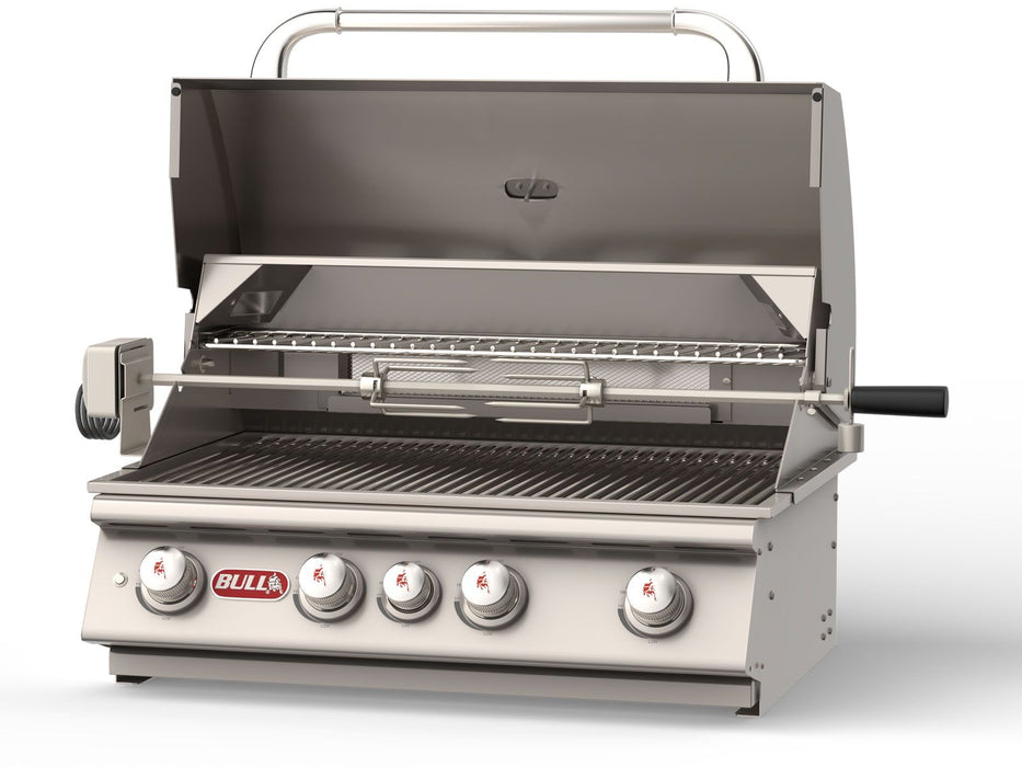 Bull Angus 30-Inch 4-Burner Built-In Gas Grill With Rear Infrared Burner & Rotisserie Kit