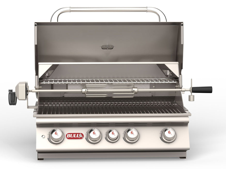 Bull Angus 30-Inch 4-Burner Built-In Gas Grill With Rear Infrared Burner & Rotisserie Kit