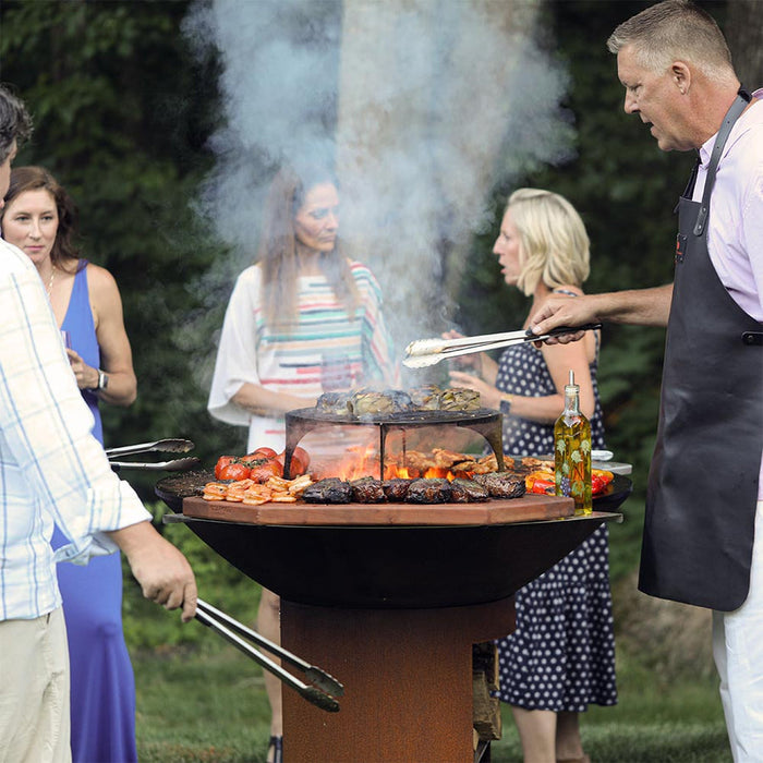 Arteflame Classic 40″ — Round Base Flat-Top Grill & Fire Bowl (CORTEN Steel)
