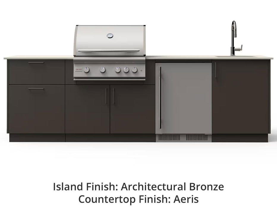 Blaze Golden Hour 10-Ft Outdoor Kitchen Island with 32-Inch Premium LTE+ Gas Grill, Refrigerator & Sink