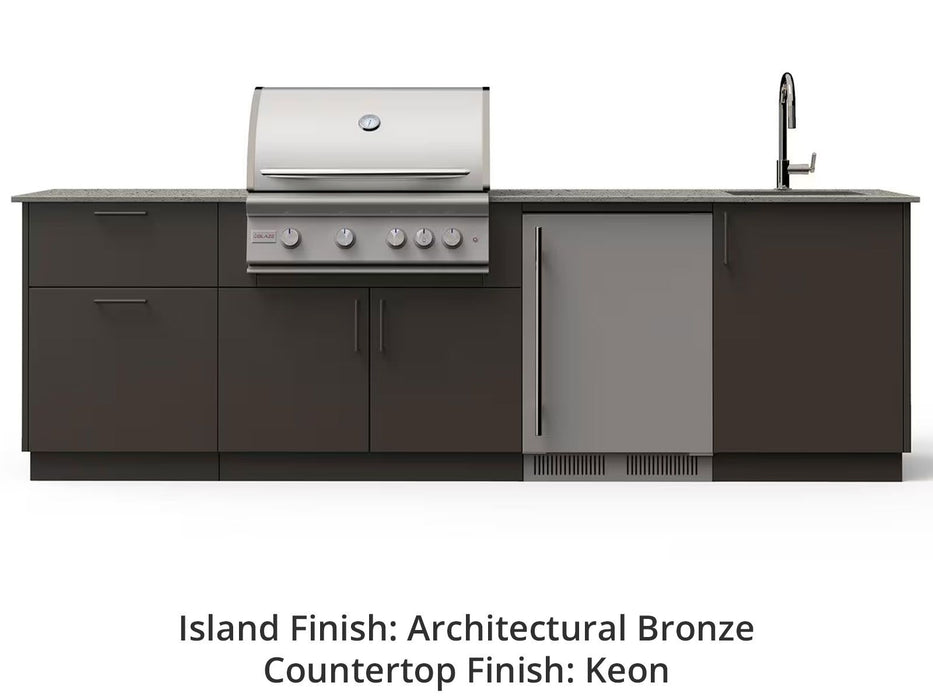 Blaze Golden Hour 10-Ft Outdoor Kitchen Island with 32-Inch Premium LTE+ Gas Grill, Refrigerator & Sink