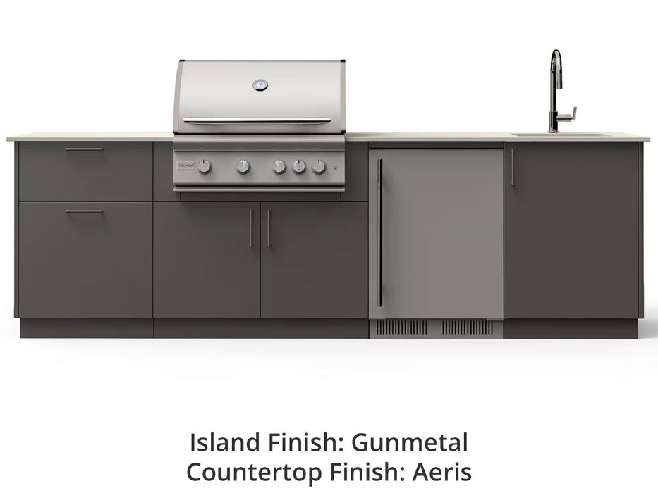 Blaze Golden Hour 10-Ft Outdoor Kitchen Island with 32-Inch Premium LTE+ Gas Grill, Refrigerator & Sink