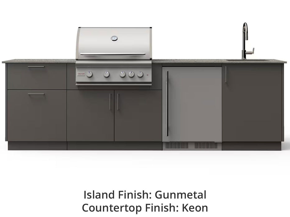 Blaze Golden Hour 10-Ft Outdoor Kitchen Island with 32-Inch Premium LTE+ Gas Grill, Refrigerator & Sink