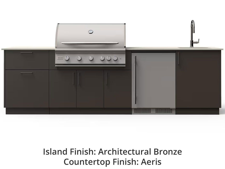 Blaze Golden Hour 10-Ft Outdoor Kitchen Island with 40-Inch Premium LTE+ Gas Grill, Refrigerator & Sink