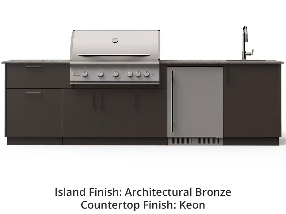 Blaze Golden Hour 10-Ft Outdoor Kitchen Island with 40-Inch Premium LTE+ Gas Grill, Refrigerator & Sink
