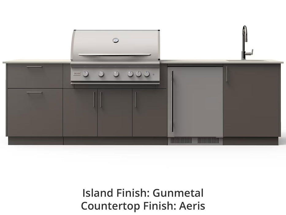 Blaze Golden Hour 10-Ft Outdoor Kitchen Island with 40-Inch Premium LTE+ Gas Grill, Refrigerator & Sink