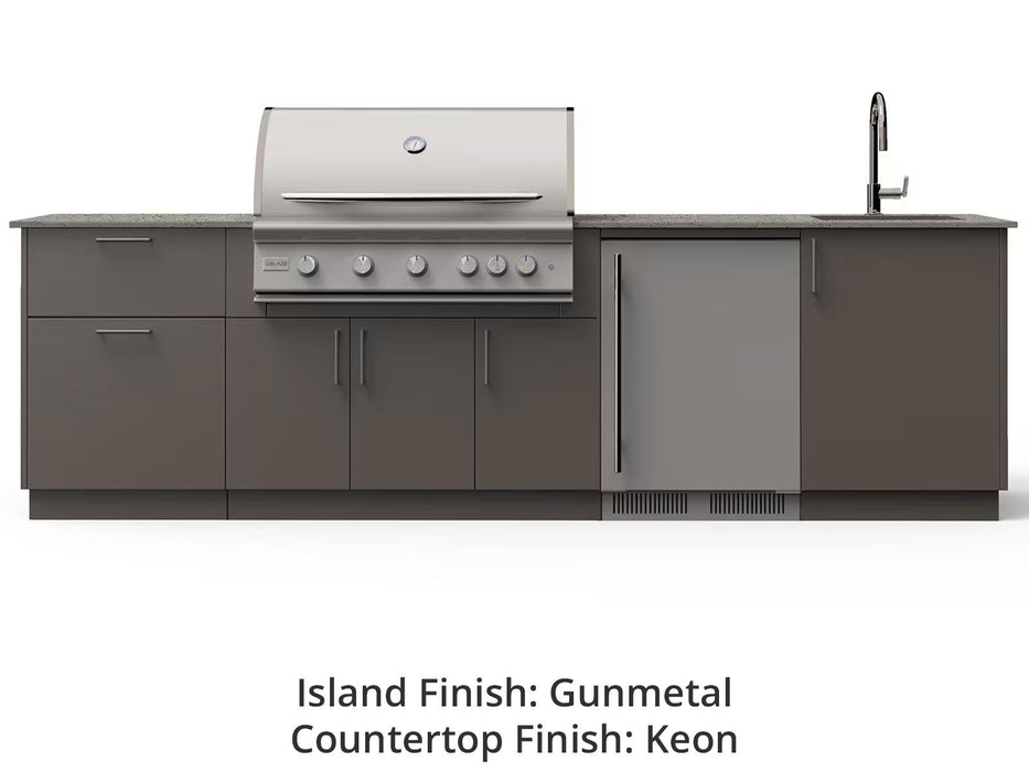 Blaze Golden Hour 10-Ft Outdoor Kitchen Island with 40-Inch Premium LTE+ Gas Grill, Refrigerator & Sink