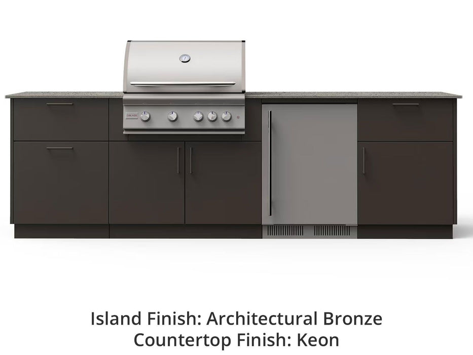 Blaze Morning Glow 10-Ft Outdoor Kitchen Island with 32-Inch Premium LTE+ Gas Grill & Refrigerator