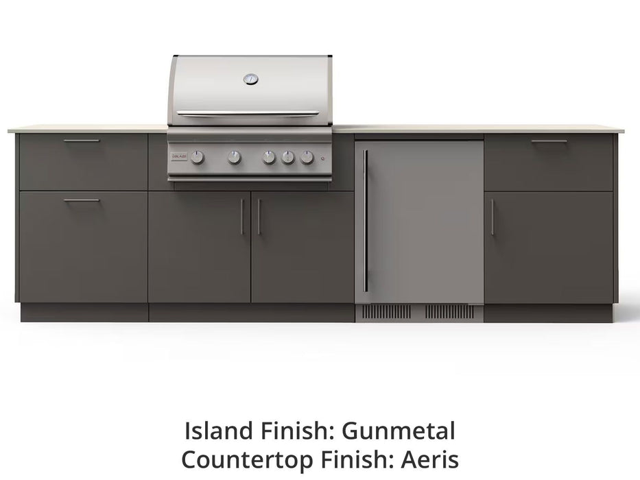 Blaze Morning Glow 10-Ft Outdoor Kitchen Island with 32-Inch Premium LTE+ Gas Grill & Refrigerator