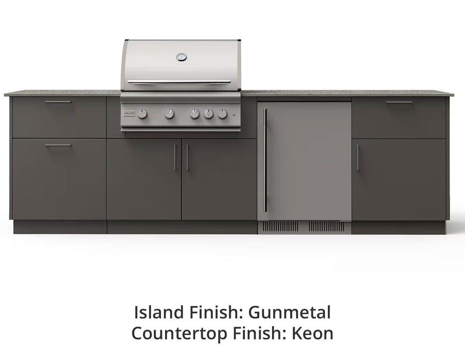 Blaze Morning Glow 10-Ft Outdoor Kitchen Island with 32-Inch Premium LTE+ Gas Grill & Refrigerator