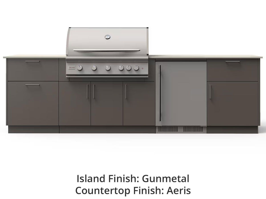 Blaze Morning Glow 10-Ft Outdoor Kitchen Island with 40-Inch Premium LTE+ Gas Grill & Refrigerator