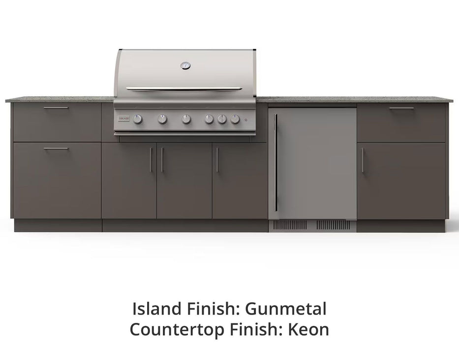 Blaze Morning Glow 10-Ft Outdoor Kitchen Island with 40-Inch Premium LTE+ Gas Grill & Refrigerator