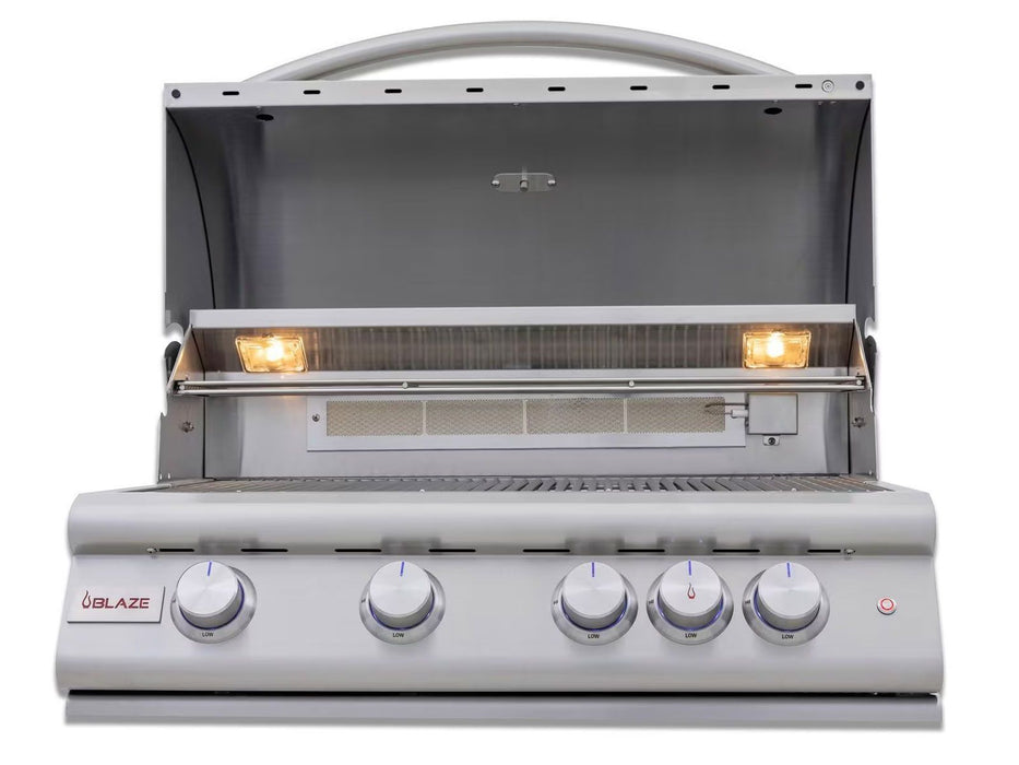 Blaze Golden Hour 10-Ft Outdoor Kitchen Island with 32-Inch Premium LTE+ Gas Grill, Refrigerator & Sink