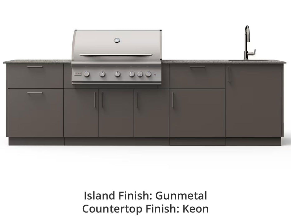 Blaze Sunset 10-Ft Outdoor Kitchen Island with 40-Inch Premium LTE+ Gas Grill, Sink & Faucet
