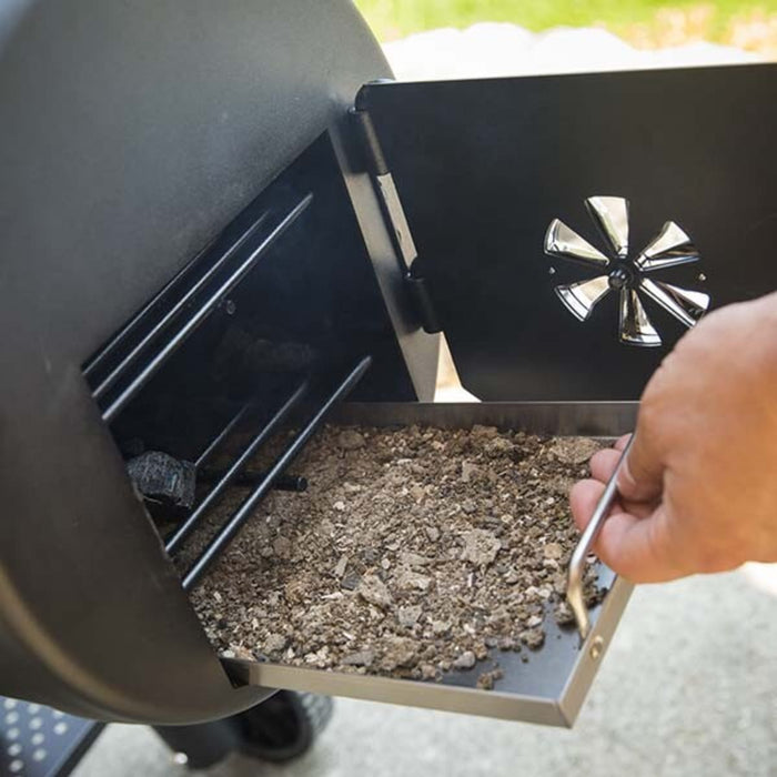 Broil King Regal Charcoal Offset 400 Freestanding Grill Smoker with 830 sq. in. Total Cooking Surface, Heavy-Duty Cast Iron Cooking Grids, Dual-Purpose Smoke Charcoal Trays, Bottle Opener, Accu-Temp™ Thermometer, and Roto-Draft™ Dampers