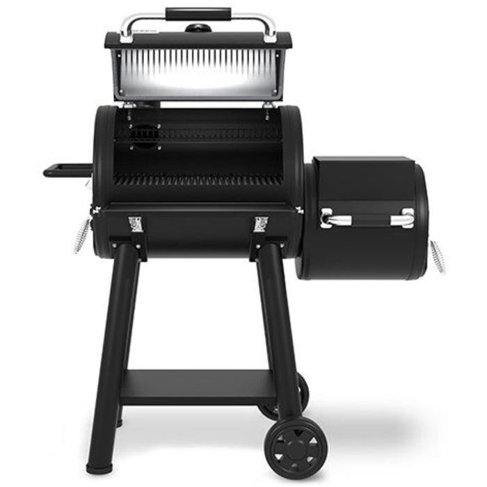 Broil King Regal Charcoal Offset 400 Freestanding Grill Smoker with 830 sq. in. Total Cooking Surface, Heavy-Duty Cast Iron Cooking Grids, Dual-Purpose Smoke Charcoal Trays, Bottle Opener, Accu-Temp™ Thermometer, and Roto-Draft™ Dampers
