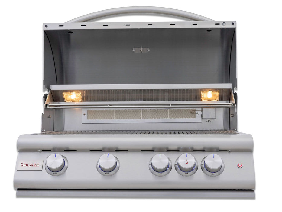 Blaze Premium LTE+ 32-Inch 4-Burner Built-In Gas Grill With Rear Infrared Burner & Lift-Assist Hood