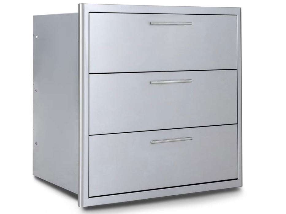 Blaze 30-Inch Stainless Steel Triple Access Drawer with LED Lighting