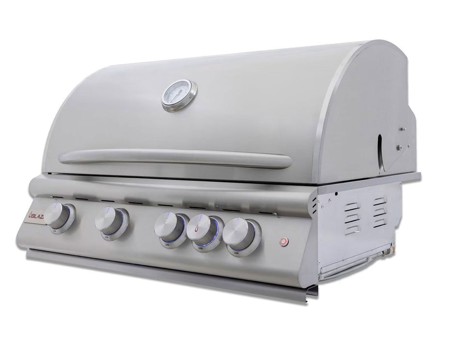 Blaze Premium LTE+ Marine Grade 32-Inch 4-Burner Built-In Gas Grill With Rear Infrared Burner & Lift-Assist Hood