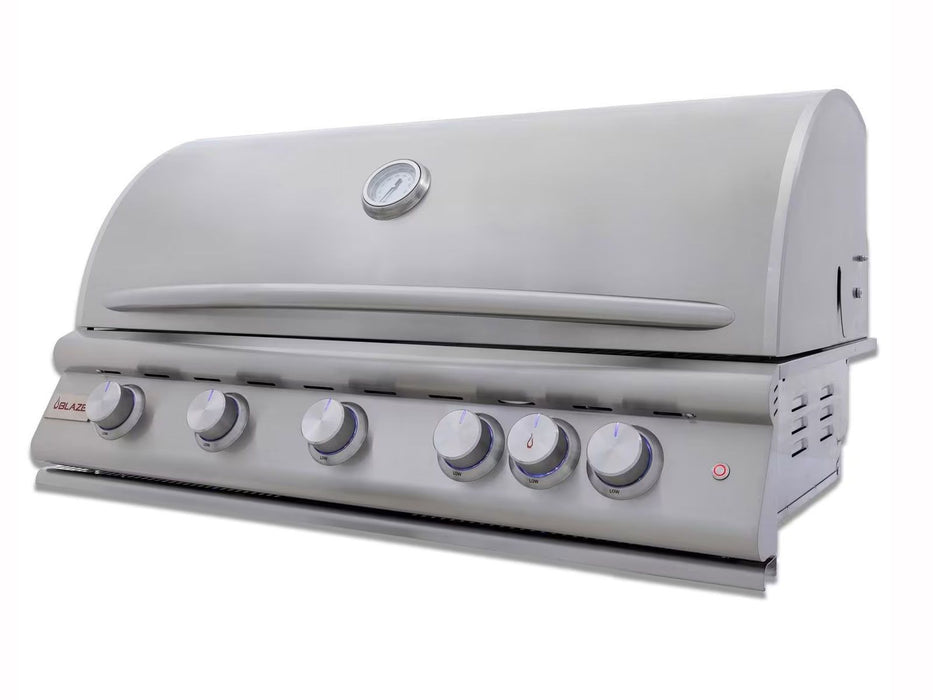 Blaze Premium LTE+ 40-Inch 5-Burner Built-In Gas Grill With Rear Infrared Burner & Lift-Assist Hood