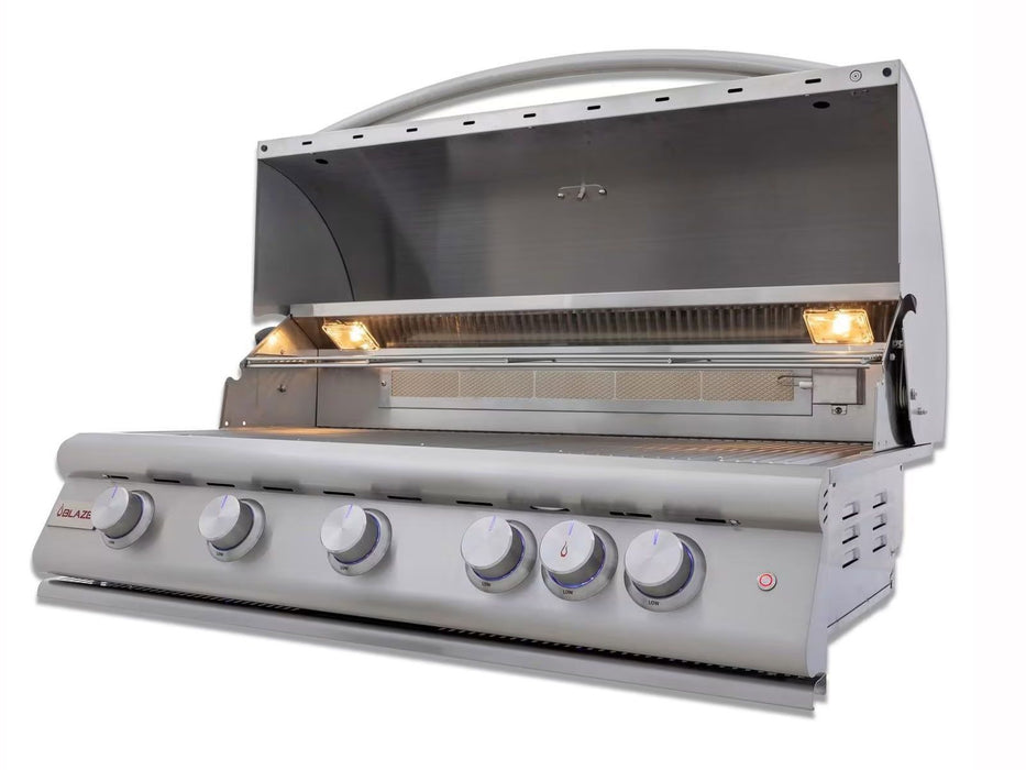 Blaze Premium LTE+ 40-Inch 5-Burner Built-In Gas Grill With Rear Infrared Burner & Lift-Assist Hood