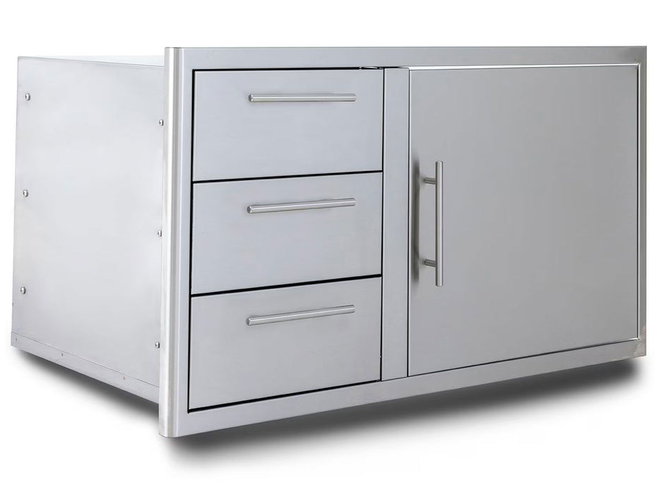 Blaze 39-Inch Stainless Steel Access Door & Triple Drawer Combo with LED Lighting & Soft Close